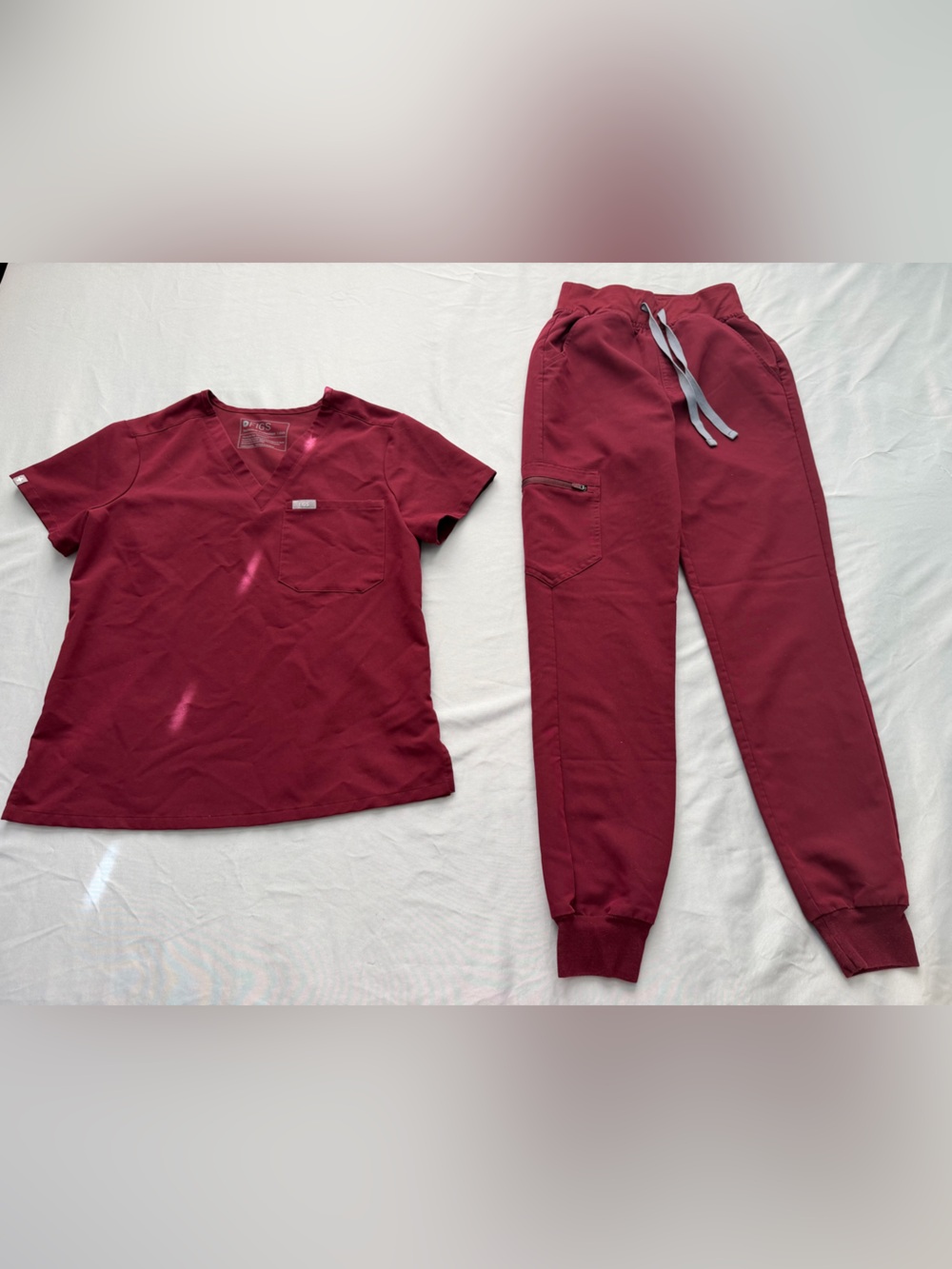 Figs Women's Burgundy Scrub Top and Joggers Set